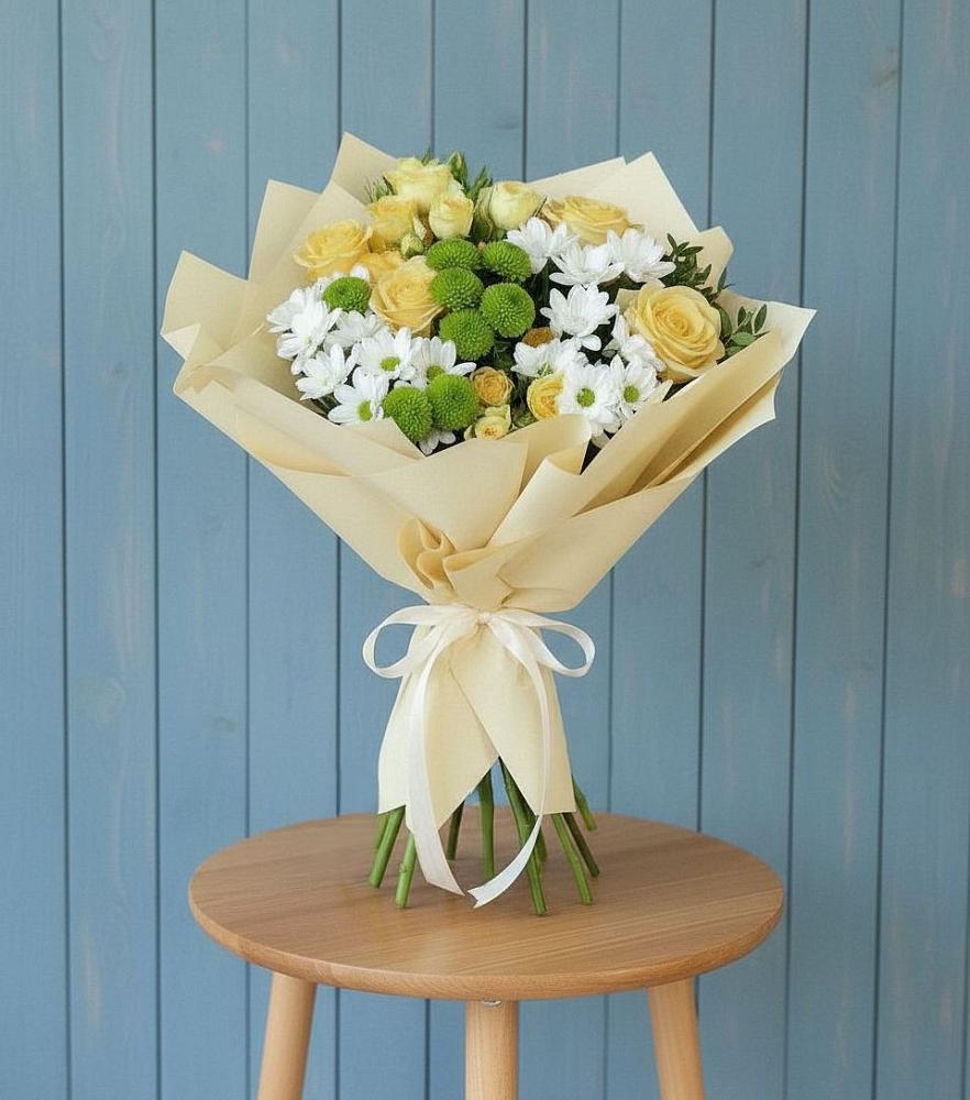 Букет цветов из: Хризантемы и Розы в Павлоградке