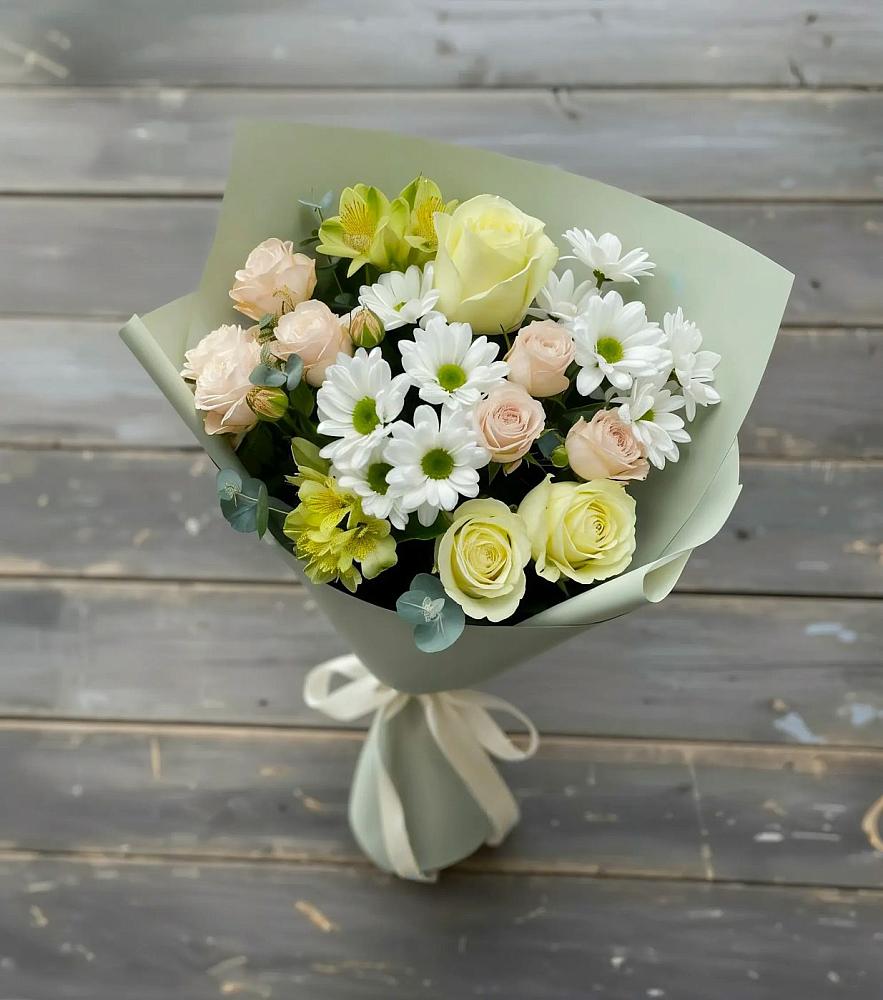 Букет цветов из: Альстромерии, Розы и Хризантемы в Павлоградке