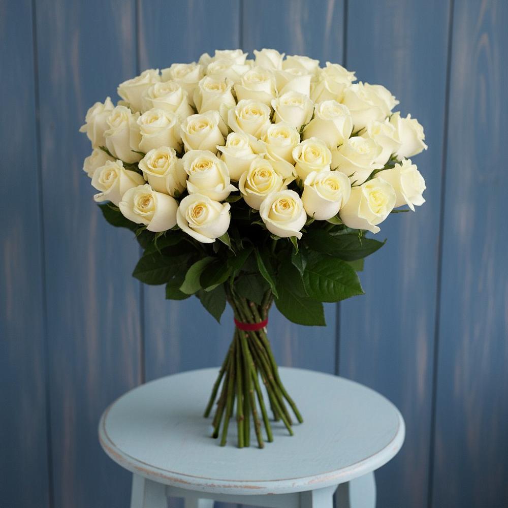 Букет 51 Белая роза Эдлесс Лав в Павлоградке