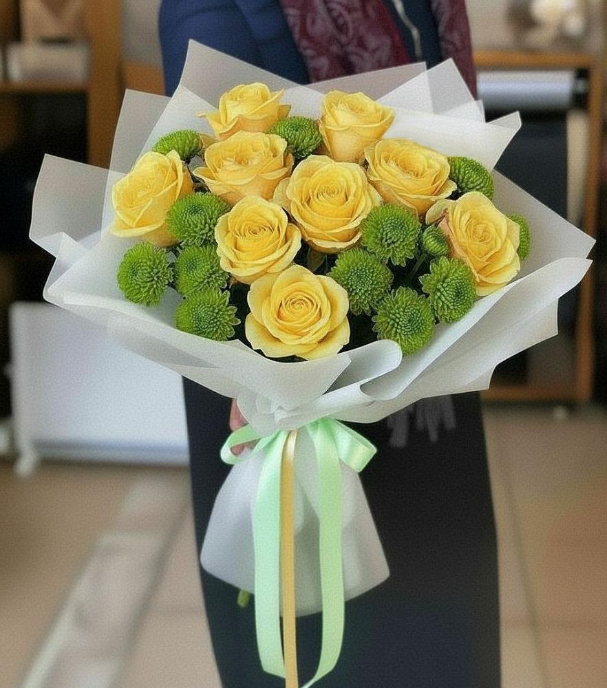 Букет цветов из: Хризантемы и Розы в Павлоградке