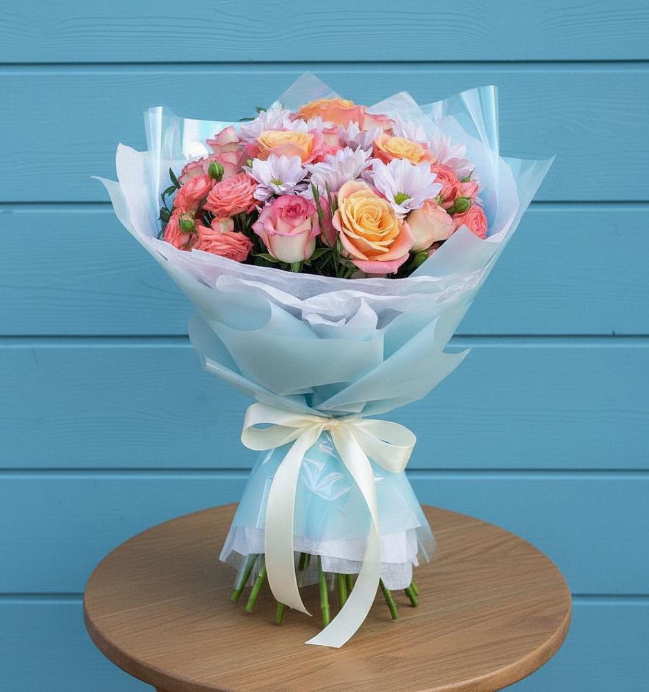 Букет цветов из: Хризантемы и Розы в Павлоградке