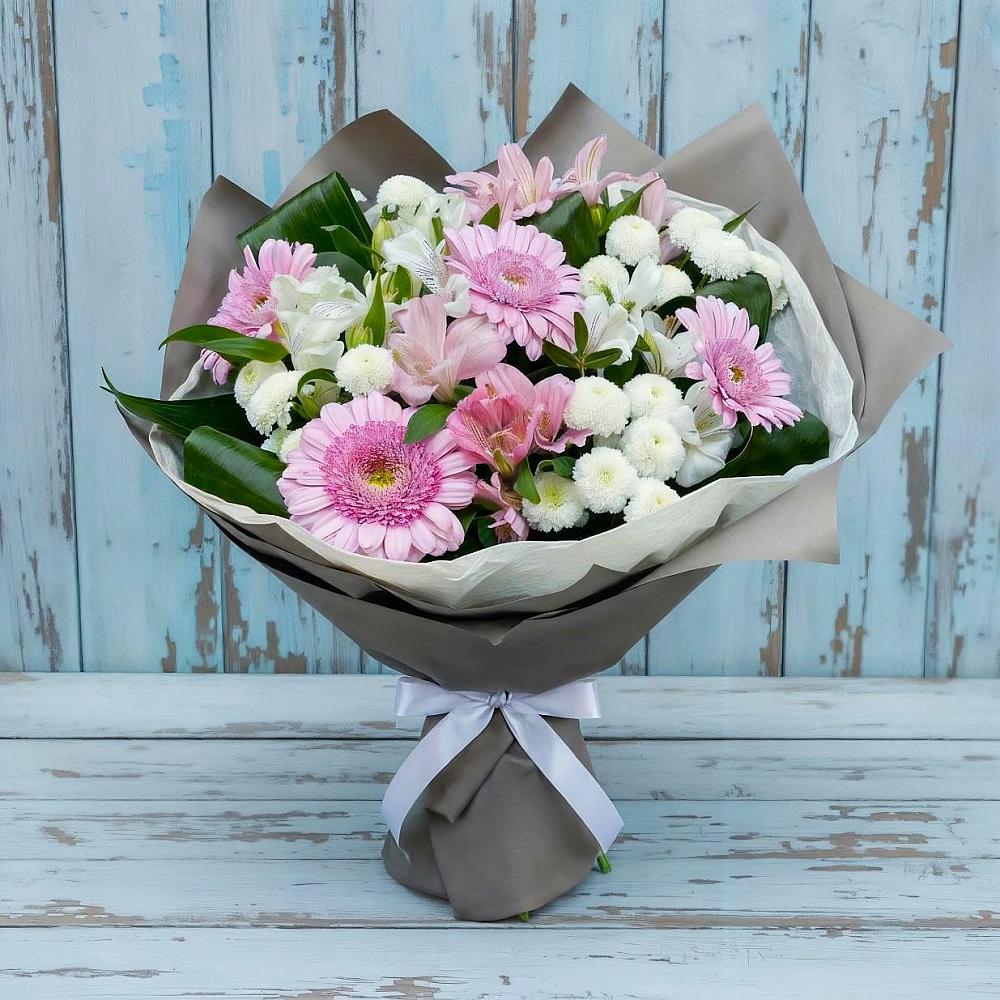 Букет цветов из: Герберы, Альстромерии и Хризантемы в Павлоградке