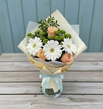 Букет цветов из:  Герберы, Розы и Хризантемы в Павлоградке