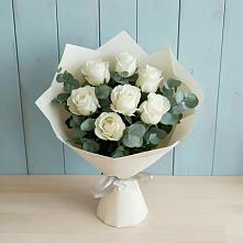 Букет Белые розы в Эвкалипте в Павлоградке