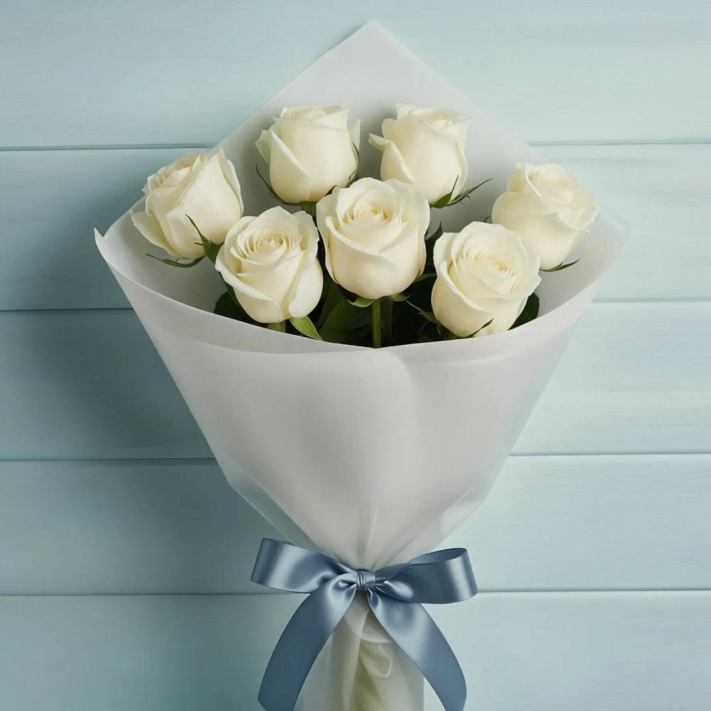 Букет 7 Белых роз Эдлесс Лав в Павлоградке